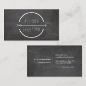 お尻と素朴矢印のロゴの黒い黒板 名刺 (正面/裏面)