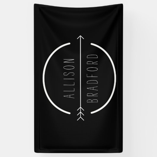 お尻と素朴矢印のロゴ(黒) 横断幕 (縦)