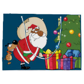 お尻のギフトバッグの悪いイヌ咬傷黒いサンタ ラージペーパーバッグ (裏面)