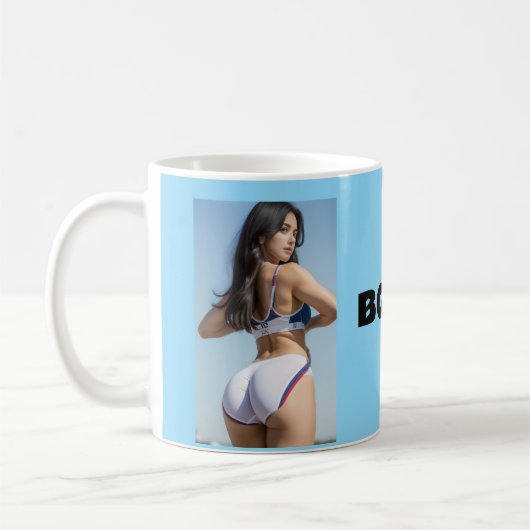 お尻の大きな女の子「乾杯！」コーヒーマグ コーヒーマグカップ (左)