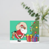 お尻の悪いイヌ咬傷黒いサンタ シーズンポストカード (スタンド正面)