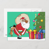 お尻の悪いイヌ咬傷黒いサンタ シーズンポストカード (正面/裏面)