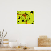 お尻の緑と黒の幾何学円パターン ポスター (キッチン)