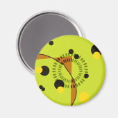 お尻の緑と黒の幾何学円パターン マグネット (正面/裏面)