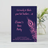 お尻の羽を振って踊ろう!ハニムーンパーティー フューシャ&ネイビー 招待状 (スタンド正面)