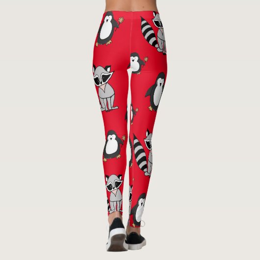 お尻の赤い休日の冬の寒いクリスマス動物 レギンス (裏面)