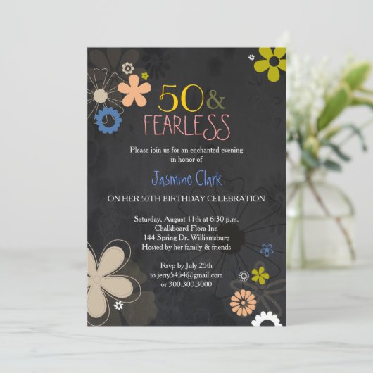 お尻の黒板フローラ50歳誕生パーティー 招待状 (スタンド正面)