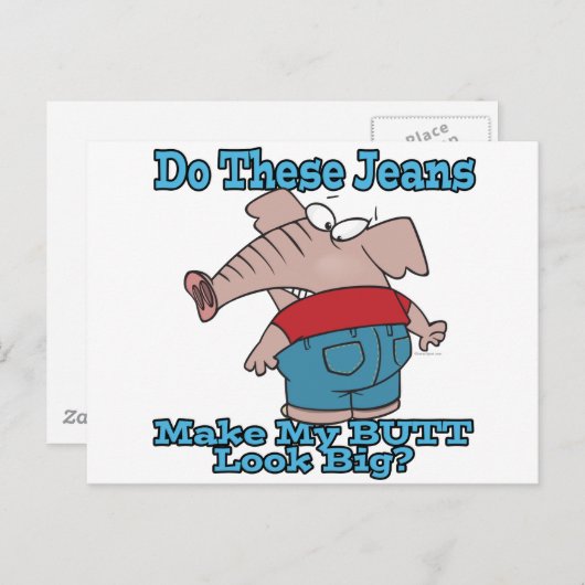 お尻はジーンズの漫画で大象に見える ポストカード (正面/裏面)