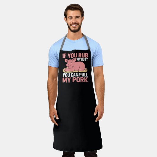お尻をさすれば豚肉を引っ張れる エプロン (着用した状態)