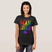 お尻を愛する男性のみLGBTQゲイレインボープライド Tシャツ (正面フル)