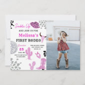 お尻を据えろ ワイルドウェスト ロデオ ディスコカウガール 誕生日 招待状 (正面)