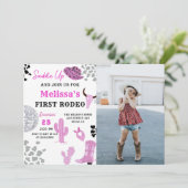 お尻を据えろ ワイルドウェスト ロデオ ディスコカウガール 誕生日 招待状 (スタンド正面)