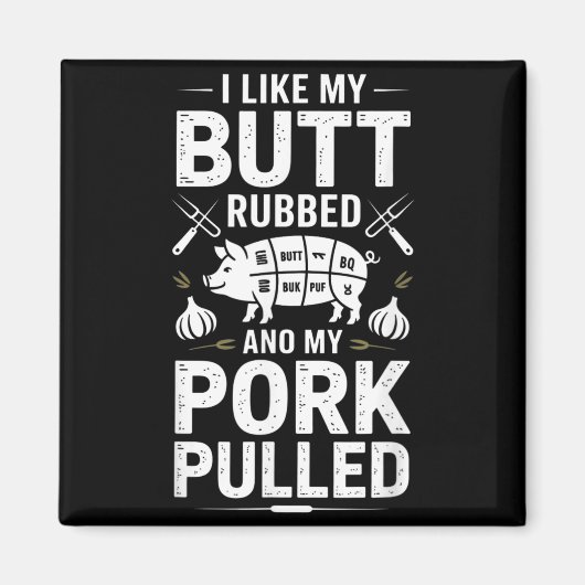 お尻を揉んでほしい バーベキューTシャツ マグネット (正面)