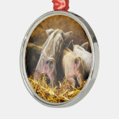 お尻を示しているベビーのコブタのMangalitsaの4台のブタ メタルオーナメント (左)