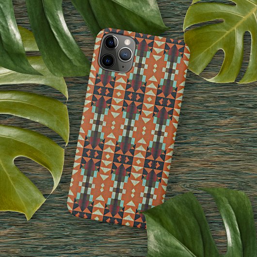 お尻オレンジレッドターコイズグリーンブルーモザイクアート iPhoneケース