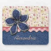 お尻カスタムデニムジーンズキュートパステルフローラルパターン マウスパッド (正面)
