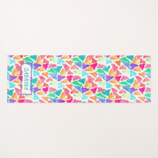 お尻カスタム三角形ポリゴンモザイク水彩画 ヨガマット (正面(横))
