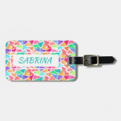 お尻カスタム三角形ポリゴンモザイク水彩画 ラゲッジタグ (正面横)