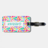 お尻カスタム三角形ポリゴンモザイク水彩画 ラゲッジタグ (裏面横)