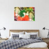 お尻カラフルグランジスタイルブラシストロークのアートパターン キャンバスプリント (インサイチュ (寝室))