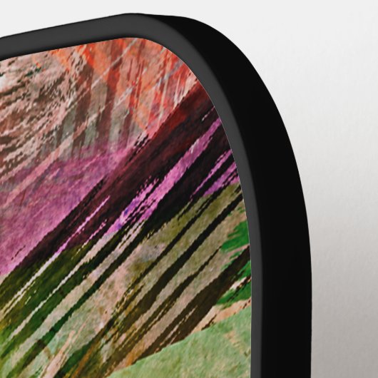 お尻カラフルグランジスタイルブラシストロークのアートパターン ピックルボールラケット (左詳細)