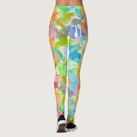 お尻カラフル夏絵を描の鮮やか（ばちゃばちゃ）跳ねるパターン レギンス (裏面)