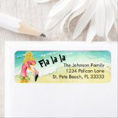 お尻クリスマスフラミンゴビーチシーン差出人住所 ラベル (インサイチュ)