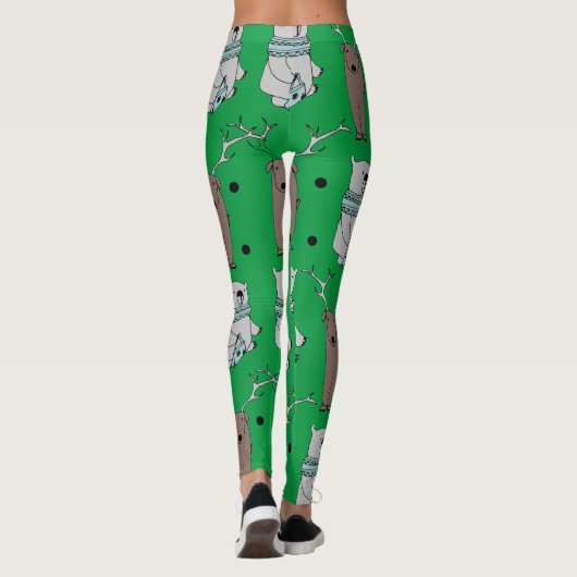 お尻グリーンホリデークリスマス動物はトナカイを生む レギンス (裏面)