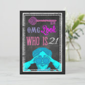 お尻シャルボードレトロ21st誕生日パーティー招待状 招待状 (スタンド正面)