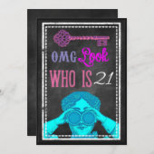 お尻シャルボードレトロ21st誕生日パーティー招待状 招待状 (正面/裏面)