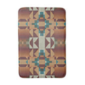 お尻タウペブラウンオレンジティール(緑がかった色)ブルーグリーンエスニックアート バスマット (正面縦)