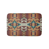 お尻タウペブラウンオレンジティール(緑がかった色)ブルーグリーンエスニックアート バスマット (正面)