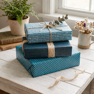 お尻ティール（緑がかった色）ブルーグリーンホワイト抽象芸術ジグザグリストライプング ラッピングペーパーシート