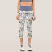 お尻ティール(緑がかった色)ブルーグレーブラックテラゾモザイクアートプリント カプリレギンス (正面)