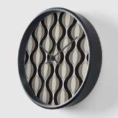 お尻トゥーペベージュサンドグレーオジーブラックウェーブズアート 壁時計 (傾斜)