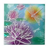 お尻ドラゴンフライかわいらしサマーモダンフローラアート タイル (正面)