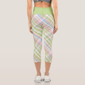 お尻バイオレットピンクターコイズグリーンブループレイドパターン カプリレギンス (裏面)