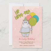 お尻ヒッポ線子供の誕生日招待状 招待状 (正面)