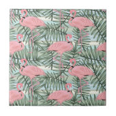 お尻ピンクフラミンゴかわいいパームの葉柄 タイル (正面)