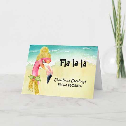 お尻フラミンゴクリスマスフロリダからの挨拶 シーズンカード (正面)