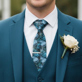 お尻ブルーグレー抽象芸術煙の波アートパターン ネクタイ