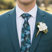 お尻ブルーグレー抽象芸術煙の波アートパターン ネクタイ