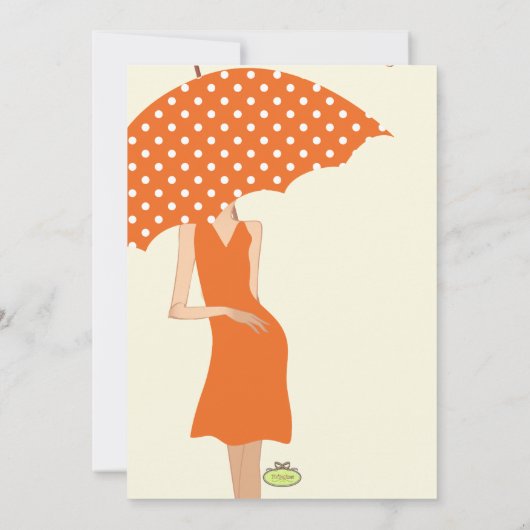 お尻ママベビーシャワーオレンジ水玉模様 招待状 (裏面)