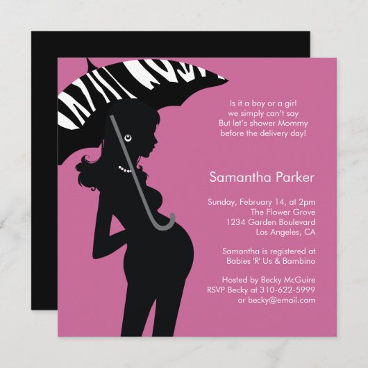 お尻ママ傘赤ちゃんシャワー招待状カード 招待状