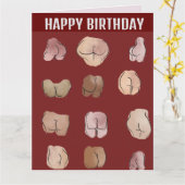 お尻マンおもしろい誕生日グリーティングカード カード (黄色い花)