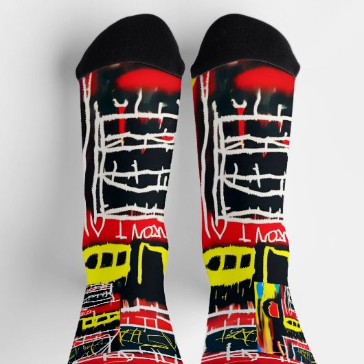 お尻モダンアーバングラフィティ通りアートスプレー ソックス (上部)