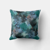 お尻モダンティール（緑がかった色）グリーンバイオレットブルーブラシストロークアート クッション (裏面)