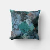 お尻モダンティール（緑がかった色）グリーンバイオレットブルーブラシストロークアート クッション (正面)