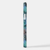 お尻モダンティール(緑がかった色)グリーンバイオレットブルーブラシストロークアート iPhoneケース (右側面)