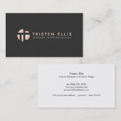 お尻モダンレトロバラ金ゴールドモノグラムデザイナーブラック 名刺 (正面/裏面)